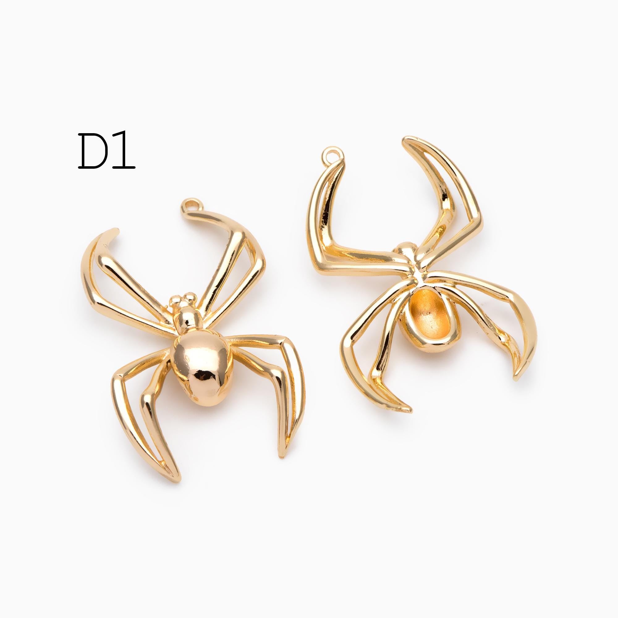 4pcs Spider Pendant Charm for Earrings and Necklaces - Arachnid Jewelry Making (GB-672)